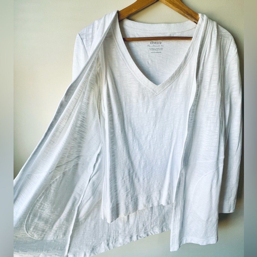 2 Piece - Chicos Cotton Cardigan and Knit V Neck Tank